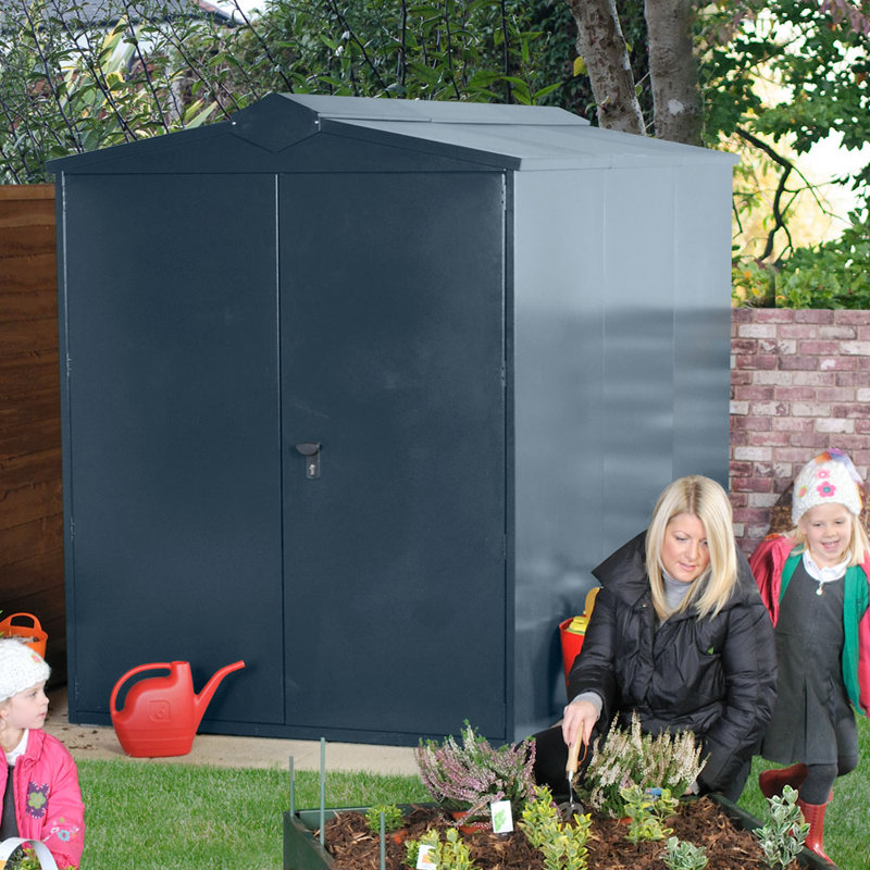 Centurion 5 ft. W x 11 ft. D Apex Metal Shed, Ivory