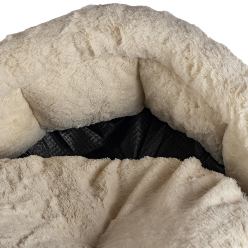 Gray and Beige Round Plush Velvet Cat Bed