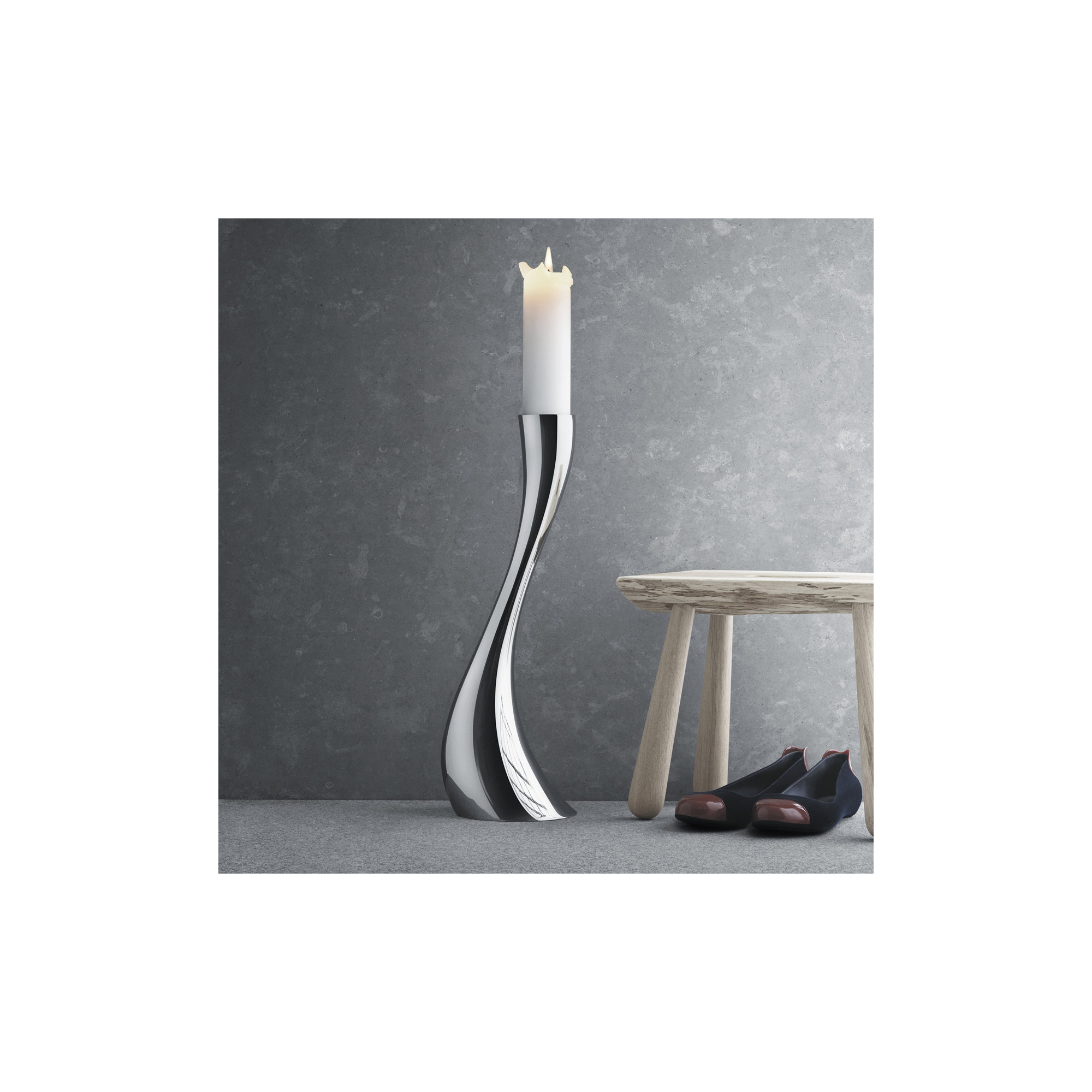 Cobra Stainless Steel Floor Candlestick, 19.69" H x 3.86" W x 3.86" D, Silver