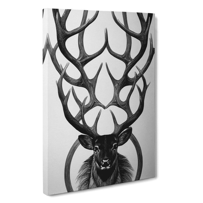Monochrome Stag No.4 - Wrapped Canvas Print, 50cm H x 35cm W x 3cm D