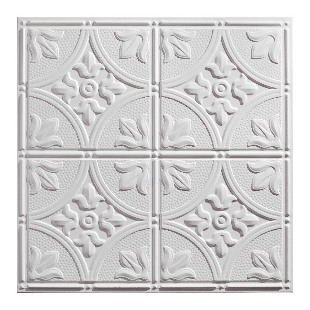 Waterproof Designer Series Genesis 2ft x 2ft Antique Ceiling Tiles (Set of 12) Genesis Color: White