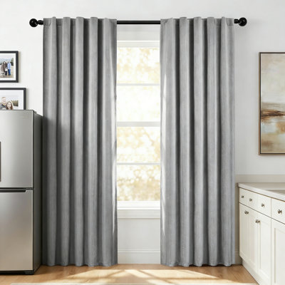 Total Blackout Thermal Curtains, Linen Textured With Dual Rod Pocket & Back Tabs, 2 Panels Set