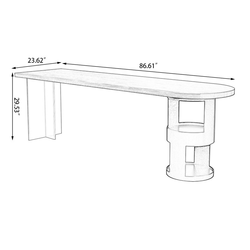 Brown U-Shaped Solid Wood desk, 29.53" H x 86.61" W x 23.62" D