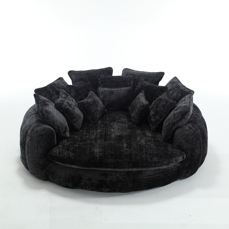 Canapé-lit moderne surdimensionné avec accoudoirs, Noir