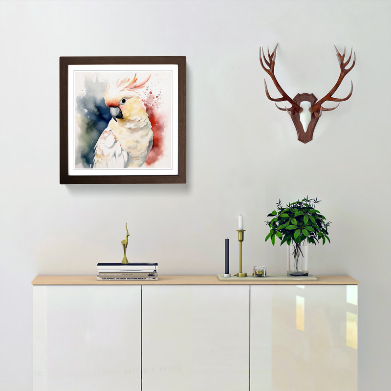 Cockatoo Watercolour - Framed Print, Walnut