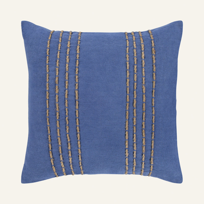 Irvington Striped Cotton Reversible Throw Pillow, 18" x 18", Cream/Khaki, Polyester/Polyfill