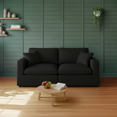 Lodkccy Cloud Modular Sectional Couches 68” Loveseat For Living Room Deep Seat Sectional Couch Down Filled 2Seater Modular Sofa For House Office Black