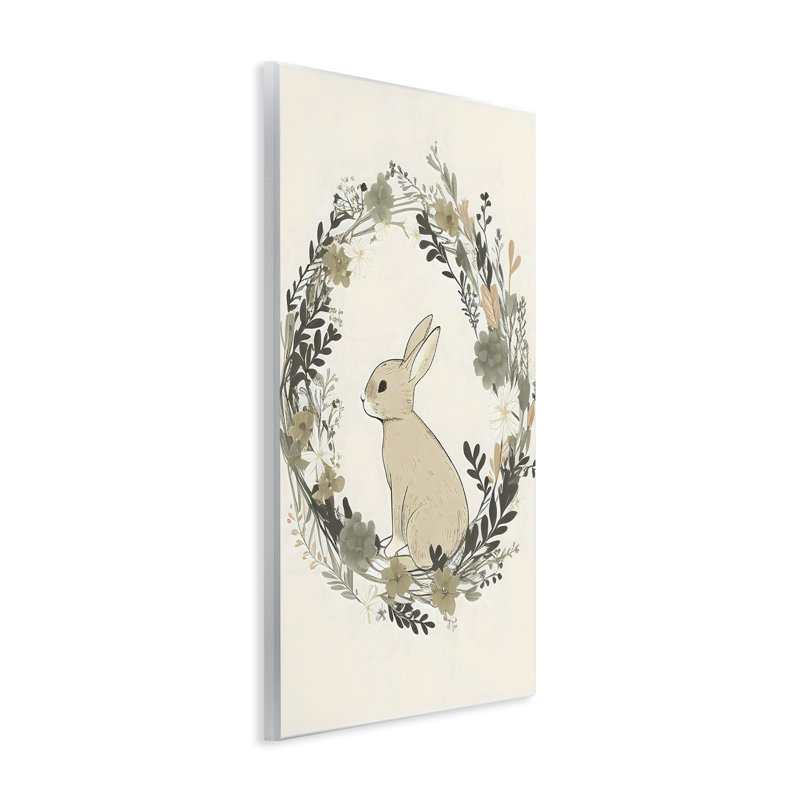 Plaque murale Pastoral Bunny Wreath, design by Creative Studio, H 15 po x l 10 po