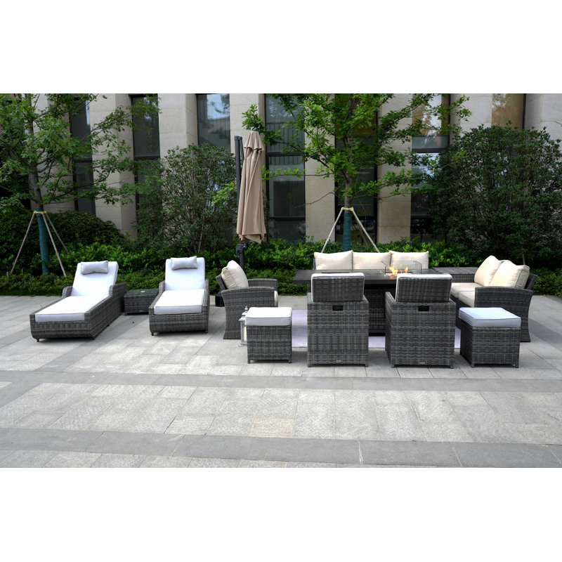 Aquiel 12 - Person Patio Conversation Set with Cushions