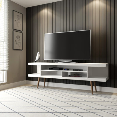 Utopia 70" Contemporary Modern 5-Shelf TV Stand for TVs up to 65" in White