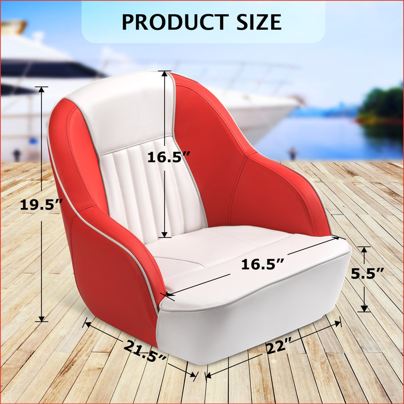 Siège de bateau marin, conception ergonomique en forme de tonneau avec coussin en mousse haute densité et cadre en plastique moulé par injection durable, compatible avec des boulons de fixation standard
