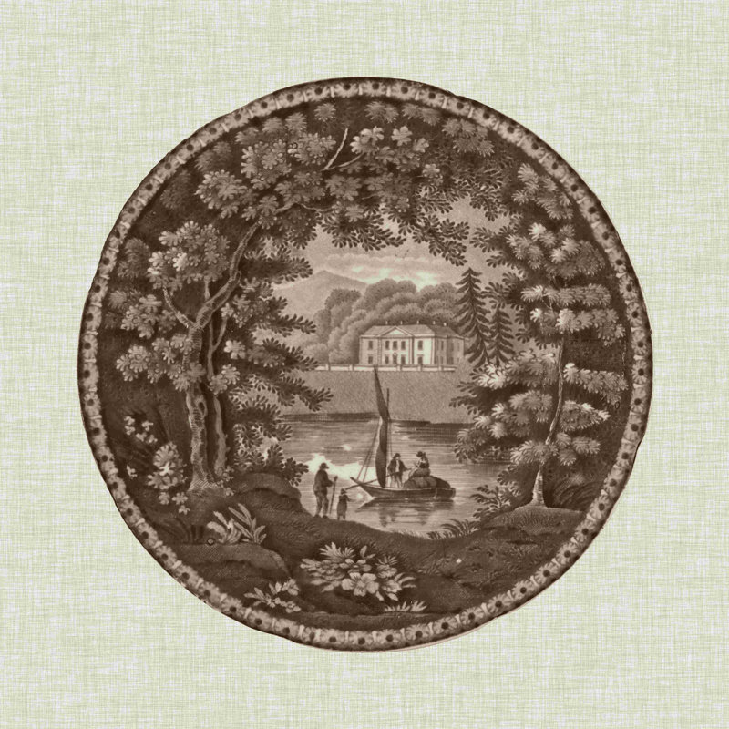 Sépia transfertware IV, H 20 po x l 20 po