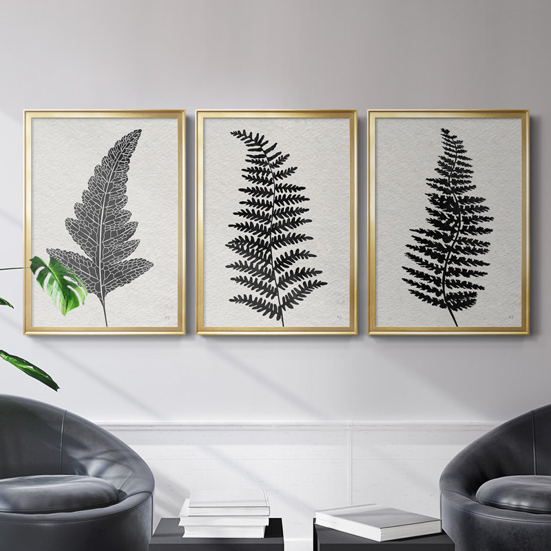Forêt fougère I, toile encadrée de qualité supérieure - prête à être accrochée, Cadre doré, H 42,5 po x l 61 po x P 2,5 po