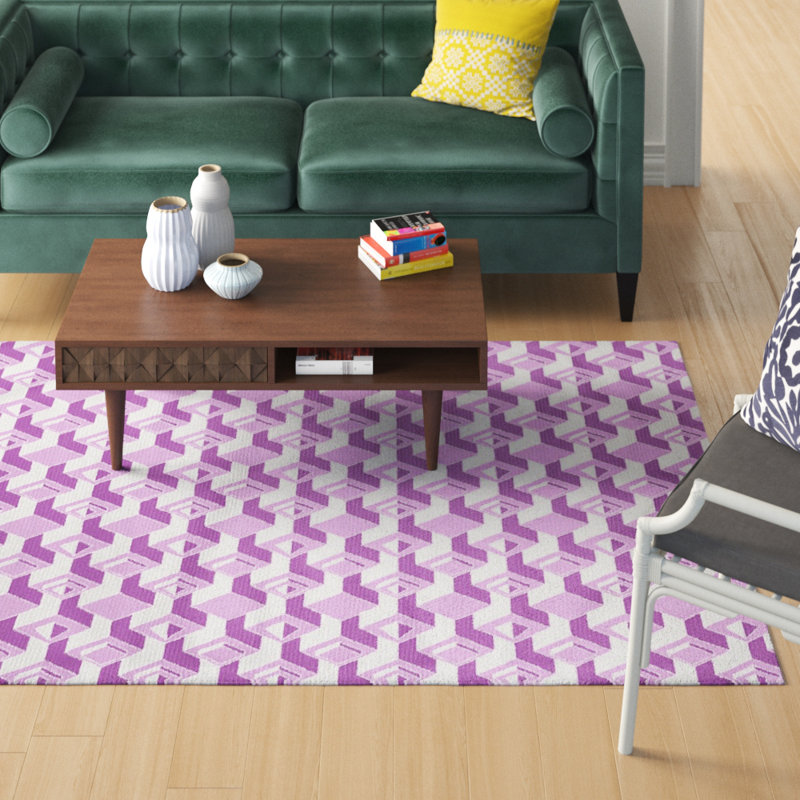 Tapis mauve à motif de gratte-ciel, Rectangle 5 pi x 7 pi