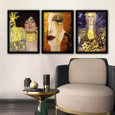 Ensemble de 3 peintures élégantes encadrées décoratives, 13,8 x 17,7 pouces chacune | 100% bois avec cadre 100% polystyrène (épaisseur: 0,8 pouce) | Impression numérique UV, parfaite pour le salon et la décoration intérieure