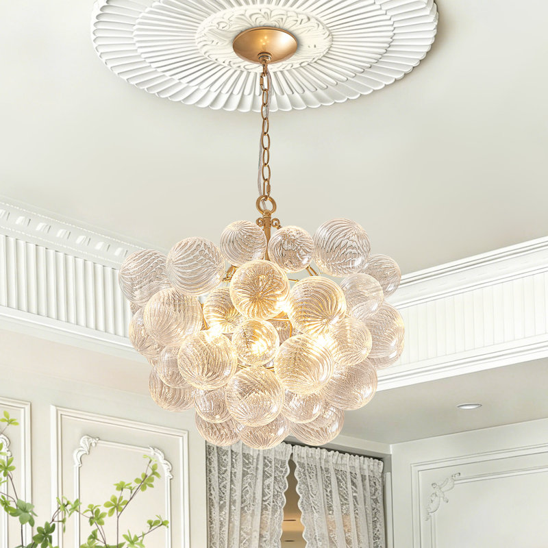 4-Light Modern Glass Bubble Chandelier, 20"D, Gold