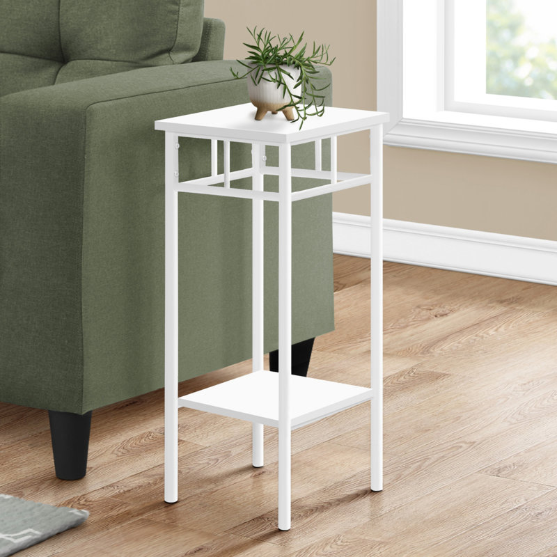 Table d'appoint, côté, bout, support pour plante, carré, salon, chambre à coucher, métal, stratifié, Blanc