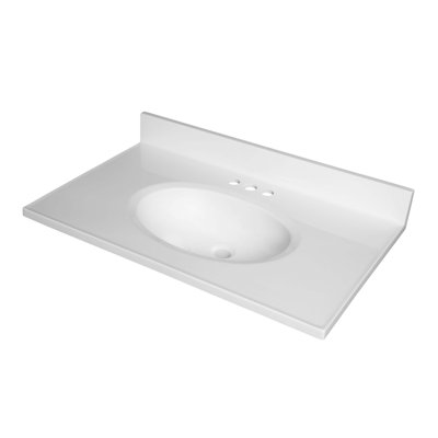 Plateau de meuble-lavabo simple 31 po en blanc avec lavabo