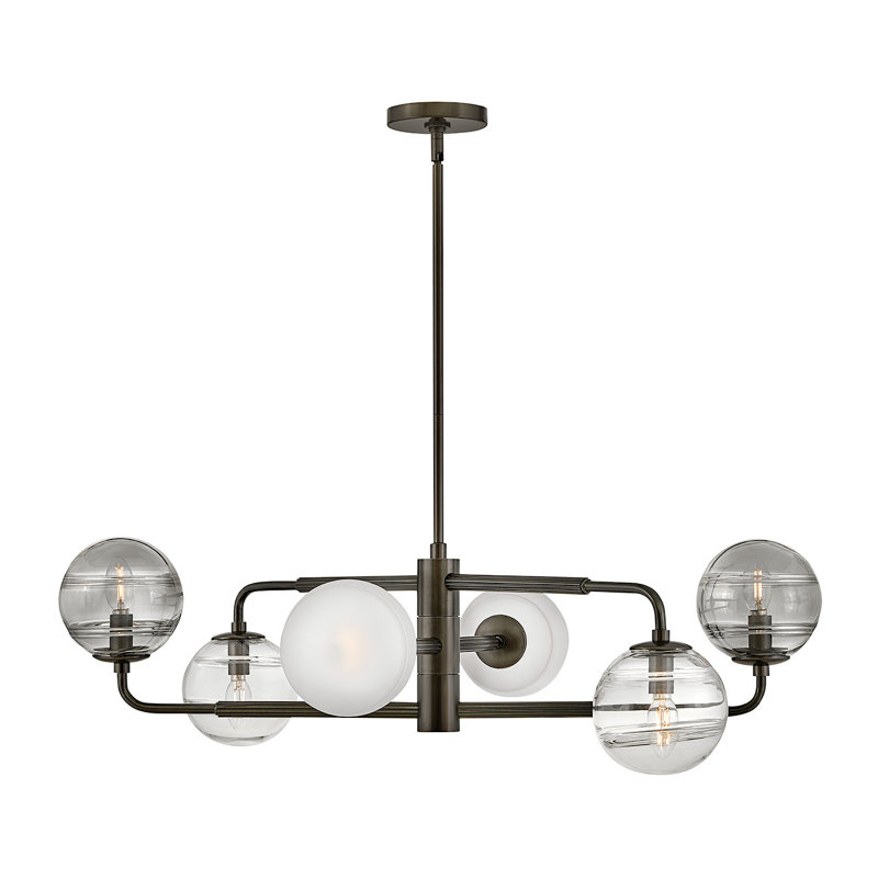 Oberon 6 - Light Steel Dimmable Square / Rectangle Chandelier