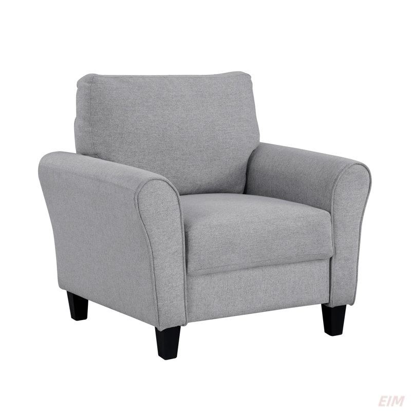 Mobilier de salon moderne avec coussins attachés en tissu texturé de couleur sable transitionnelle moderne, Gris foncé