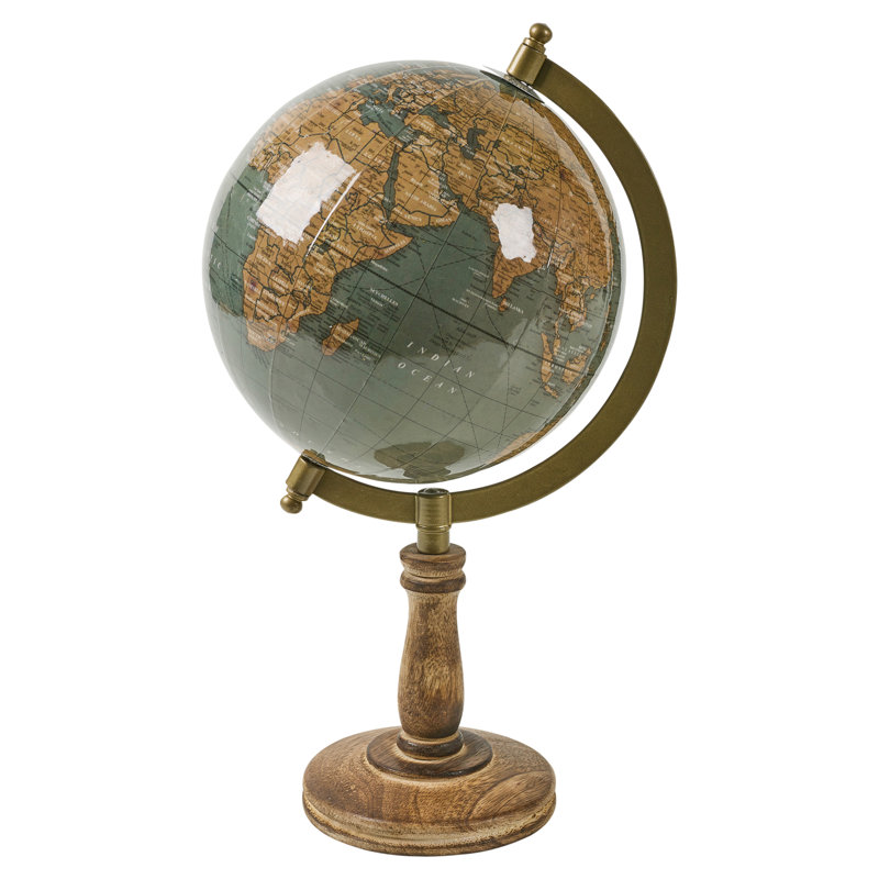 Wood Tabletop Globe, 31cm H x 18cm W x 18cm D