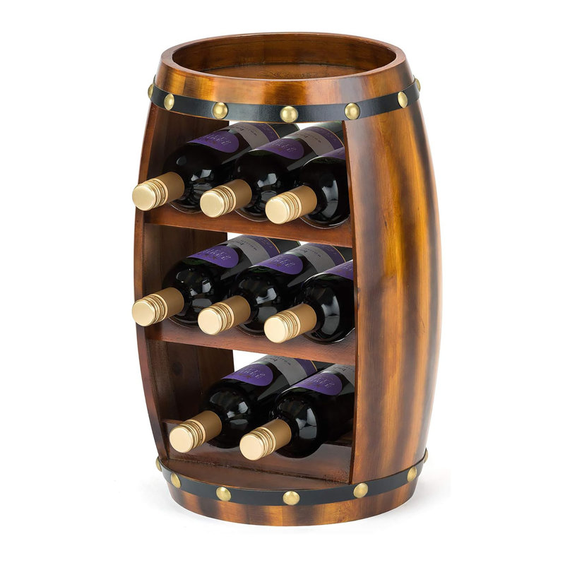 Lopezville Floor Wine Bottle & Glass Rack Brown