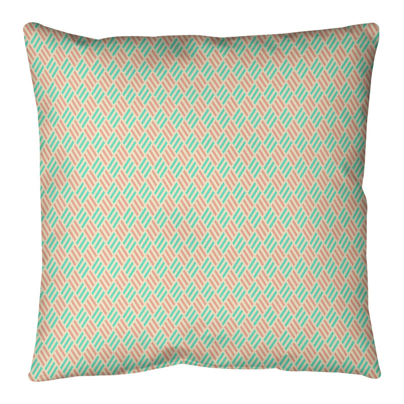 Coussin décoratif en losanges à rayures elizabeth katelyn, H 16 po x l 16 po, Vert / ambre douce / gris, Pas de bourre