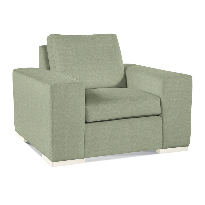 Memphis Armchair, Green Performance Fabric; 0851-54, Havana