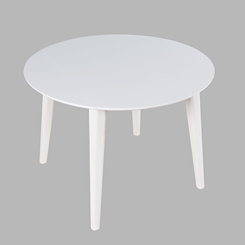 Daviston 42" Contemporary Round Drop-Leaf Dining Table, White