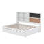 Lit de jour double avec tablettes de rangement, tableau noir, tableau de liège, ports USB et lit gigogne
