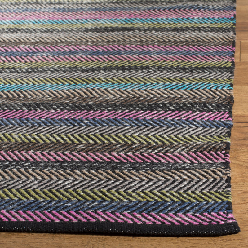 Sasser Hand Woven Cotton Striped Rug, Rectangle 4' x 6'