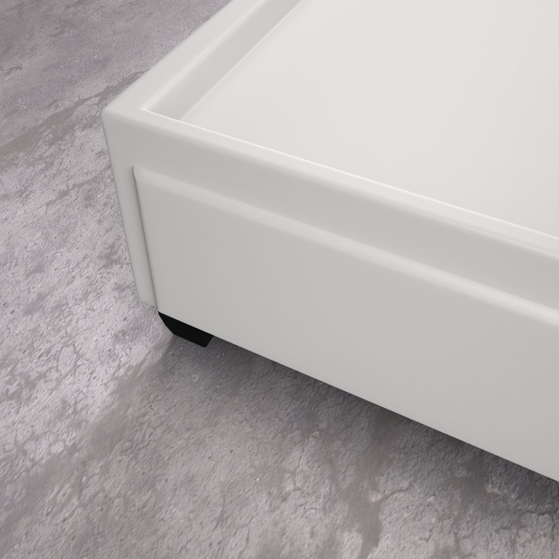 Lit plateforme avec rangement en similicuir Parma, Blanc, Double
