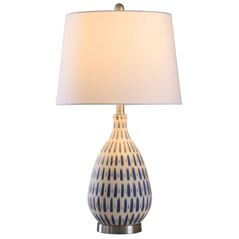 Gaston 28'' Table Lamp, White/Blue