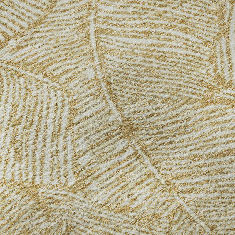 Premium Machine Washable Prisco Gold Rug, Rectangle 3' x 5'