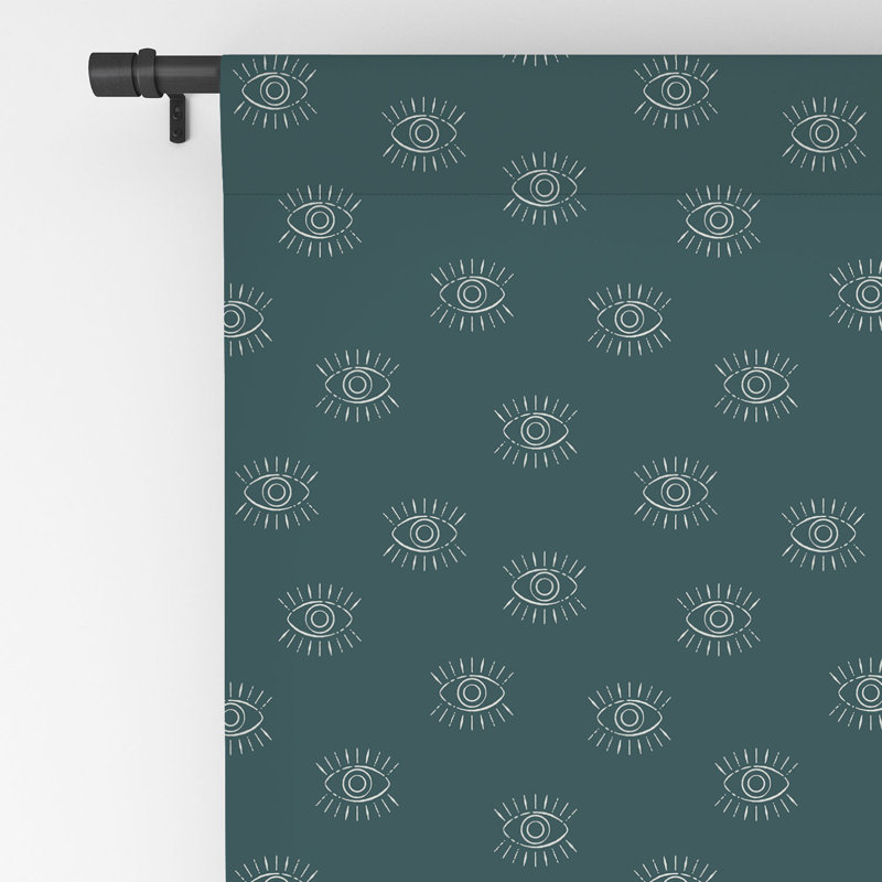 Little Arrow Design Co Eyes On Dark Teal 1pc Blackout Window Curtain Panel