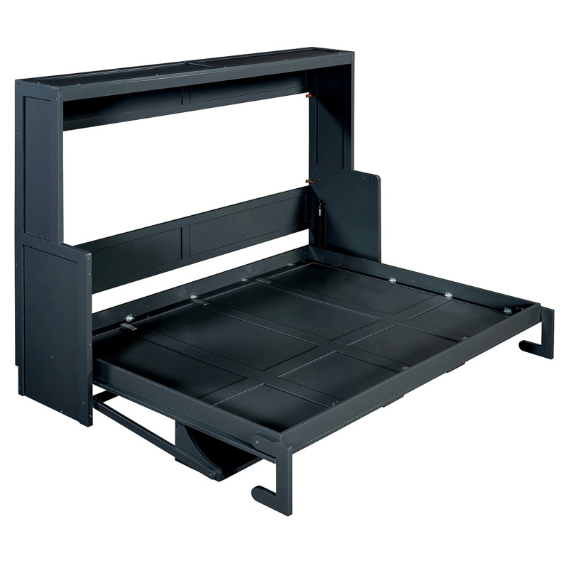Armoire-lit Mihoko Murphy, Lit double, Gris foncé