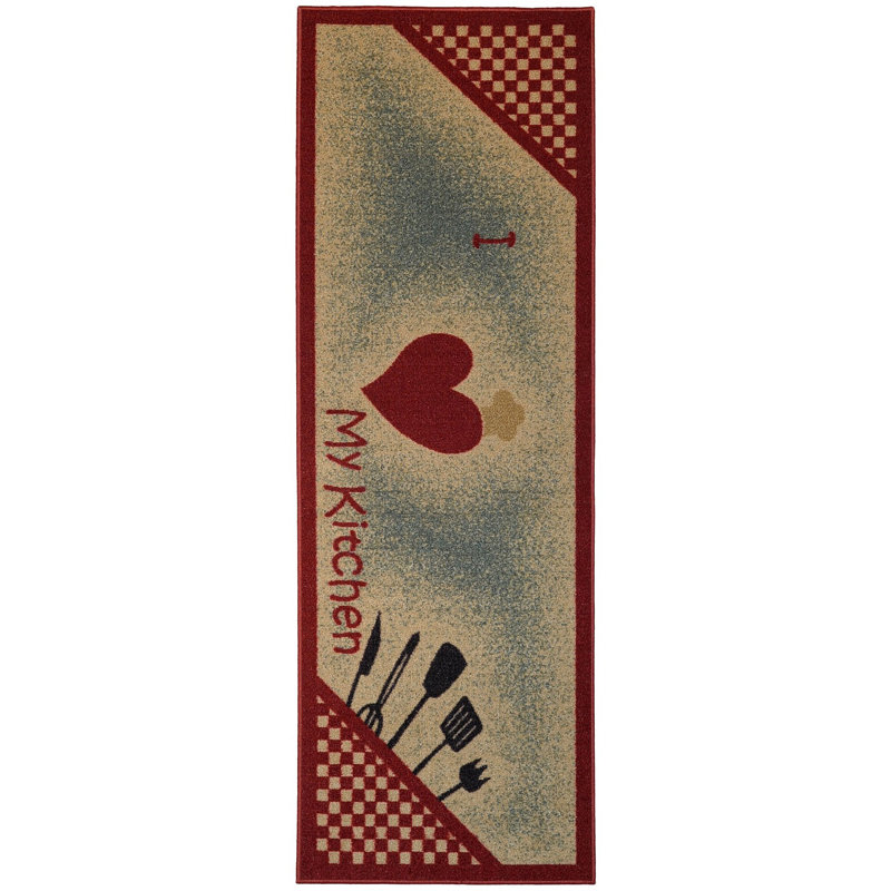 Rishel Synthetic Water Resistant Non-Skid Kitchen Mat, Runner 1'8" x 4'11"