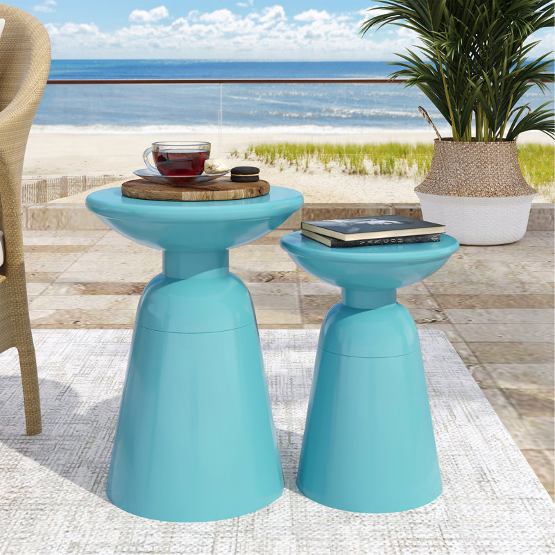 Charmante table d'appoint en métal au design moderne et durable, Sarcelle