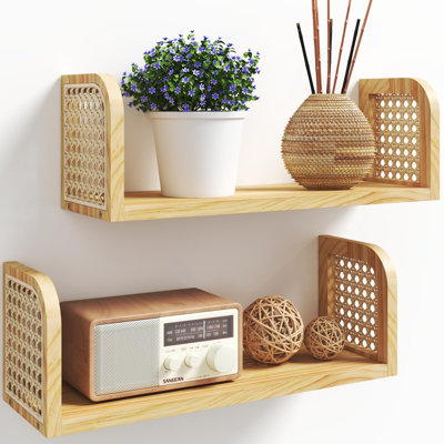 Boho Rattan Shelves Set Of 2