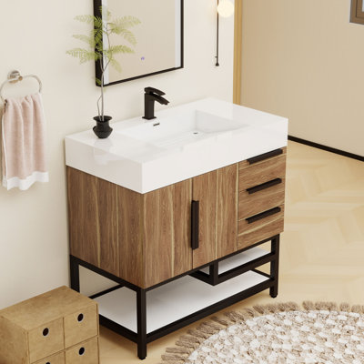 Jessica 35.5'' Single Bathroom Vanity with Stone Top