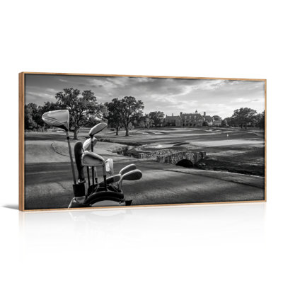 Golf Course Canvas Framed Wall Art Oil Painting Print Set Of 1，48 x 24 inch