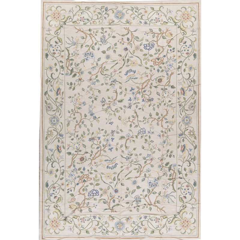 Tapis beige noué à la main de haute qualité