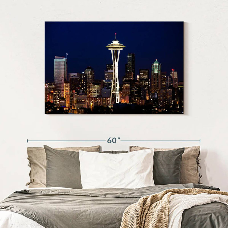 Ravi Seattle Night Cityscape, 32" H x 48" W