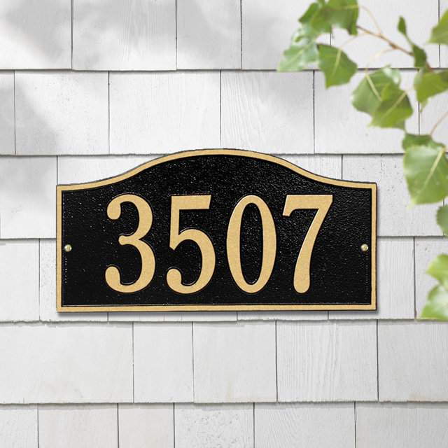 Rolling Hills 1-Line Wall Address Plaque, Black/Gold, Yes