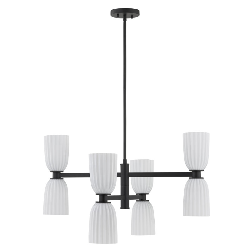 Lustre 8 lumières Aldegonde en noir mat, Matte Black