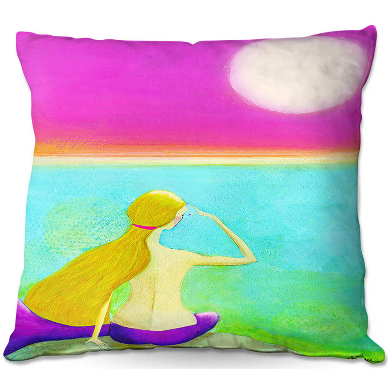 Coussin décoratif de lune carrée canapé mermaid, 16 po x 1 po