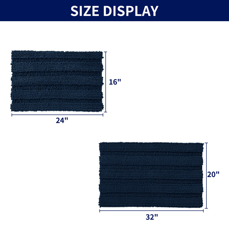 Lasse Non-Slip Bath Rug, Navy