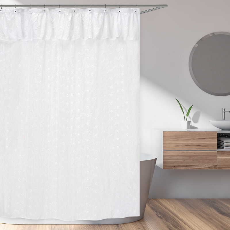 Eyelet Solid Color Single Shower Curtain