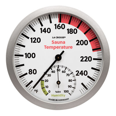 Thermomètre de sauna analogique argenté avec hygromètre