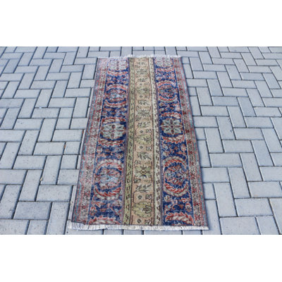 Petit tapis turc rétro bleu pour la décoration intérieure